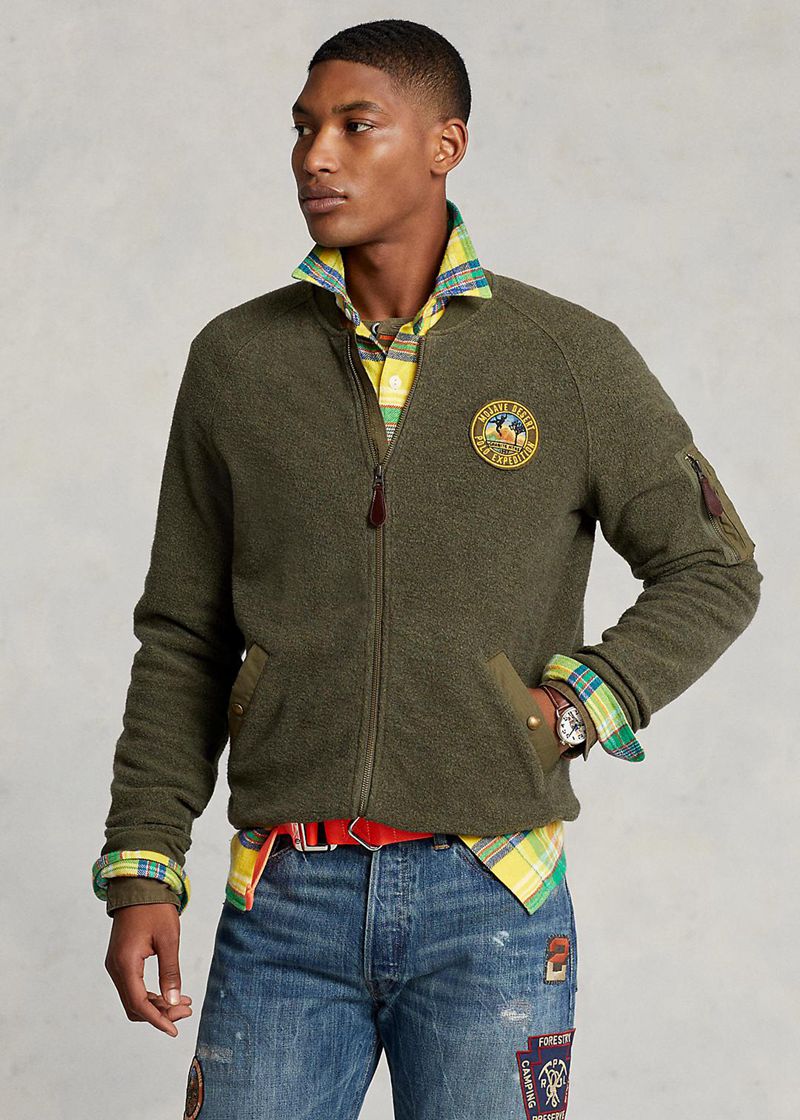 Chaqueta Polo Ralph Lauren Hombre Brushed De Lana Bomber Chile Verde Oliva JBUZF-5784